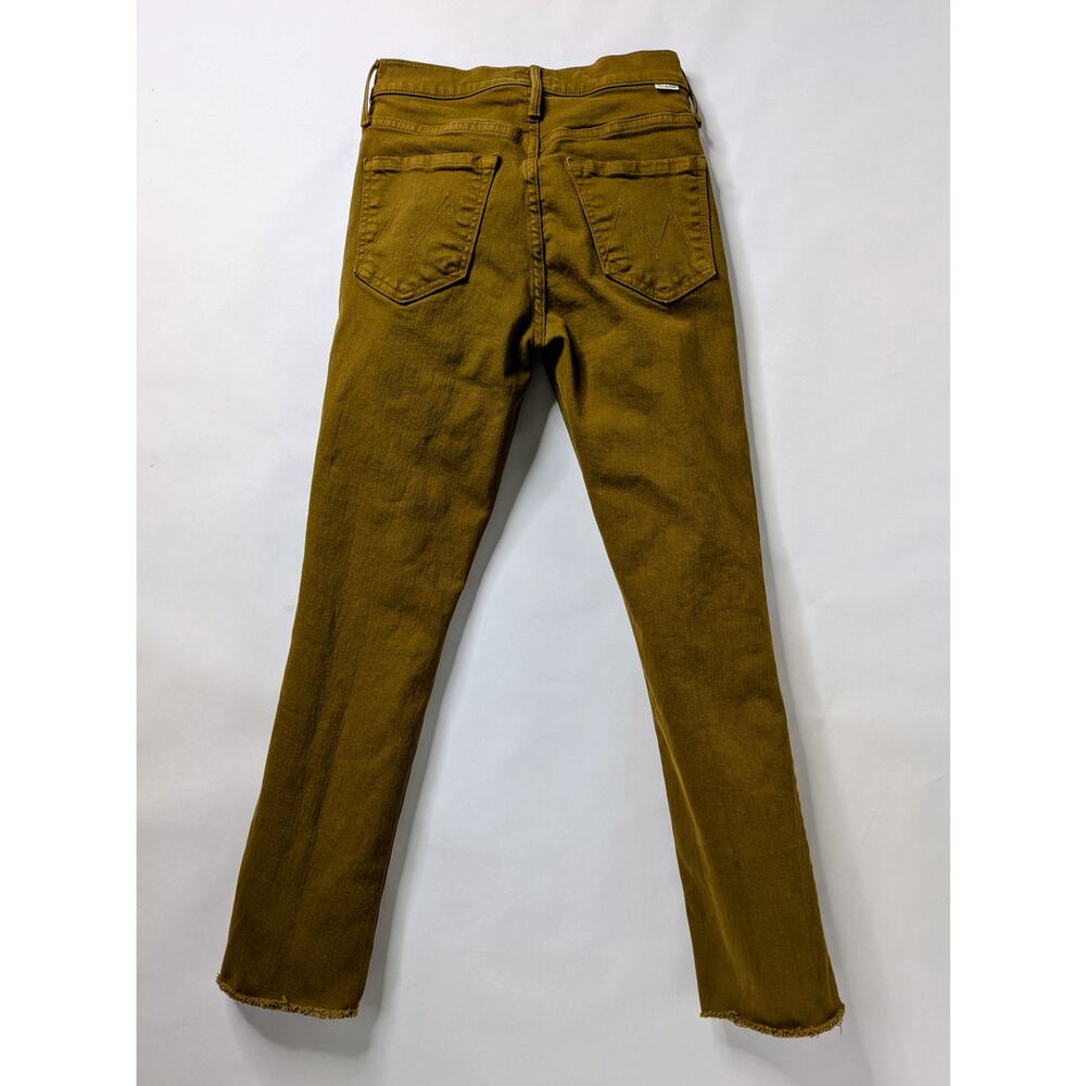 MOTHER Mid Rise Dazzler Ankle Fray Jeans 26 Tapenade Play Date Brown Crop Flare - Picture 14 of 14